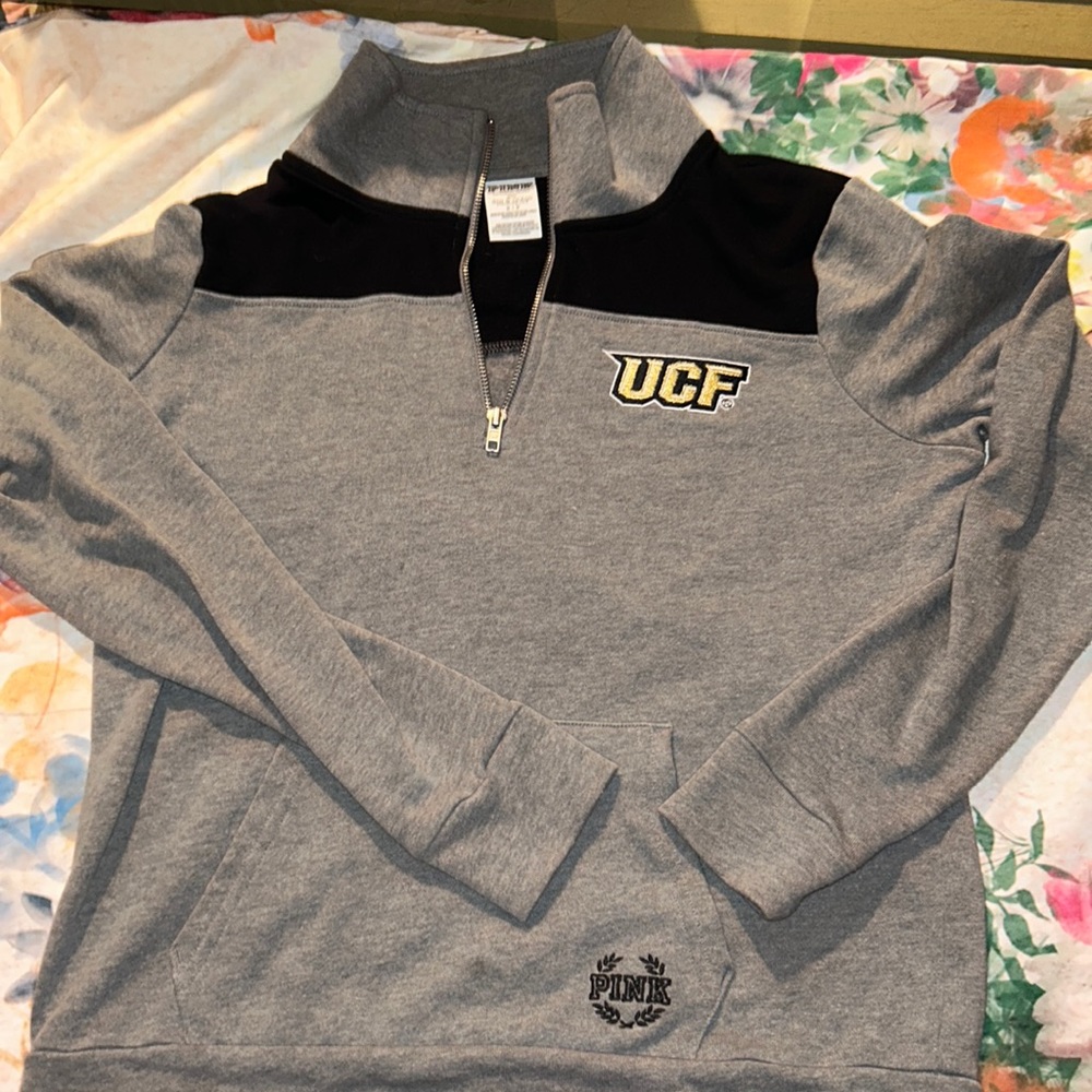 PINK small Knights sweater mid zipper front gently used.